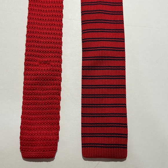 Knit ties set of 2. Red and Burgundy vintage, wool, polyester - Picture 6 of 10